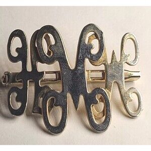 Vintage Monograph Initials  Monogram Brooch Pin ''HMW'' Or "MWH" Gold Tone